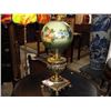 Image 1 : HAND PAINTED BRASS AND GLASS GONE WITH THE WIND HURRICANE STYLE LAMP