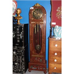 BEAUTIFUL HEAVILY CHINESE PAINTED ENGLISH GRANDFATHER CLOCK