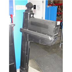 BLACK MAILBOX ON STAND