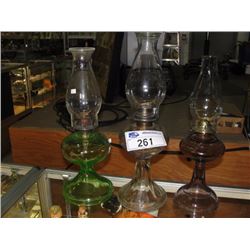 LOT OF 3 OIL LAMPS