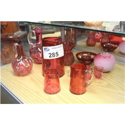 LOT OF VINTAGE CRANBERRY ART GLASS