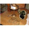 Image 1 : LOT OF BRASS ITEMS INCLUDING; PICTURE FRAME, MIRROR, LAMP, ORNAMENT AND MOTAR AND PESTLE