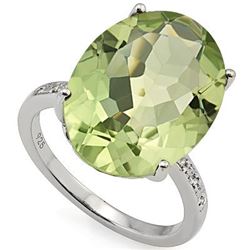 Natural Green Tea Amethyst Diamond Ring