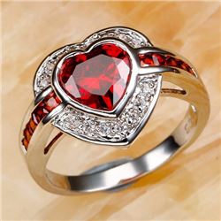 Heart Garnet & Topaz Ring - Size 8