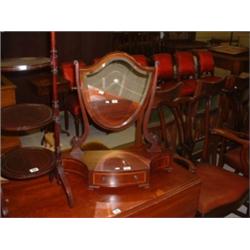 SHIELD SHAPED DRESSING TABLE MIRROR WITH SINGLE DRAWER Estimate: £50-80...