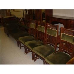 MAHOGANY CHAISE LONGUE WITH 4 MATCHING CHAIRS Estimate: £100-150...