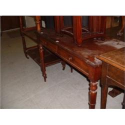 MAHOGANY 2 DRAWER TABLE Estimate: £50-100...