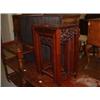 Image 1 : MAHOGANY ORIENTAL STYLE NEST OF 4 TEA TABLES Estimate: £50-100...