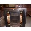 Image 1 : VICTORIAN CAST IRON FIREPLACE WITH FLORAL PATTERNED TILES Estimate: £100-150...