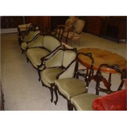 8 PIECE DRAWING ROOM SUITE, COMPRISING SETTEE, 2 CLUB CHAIRS, 5 DRAWING ROOM CHAIRS Estimate:...