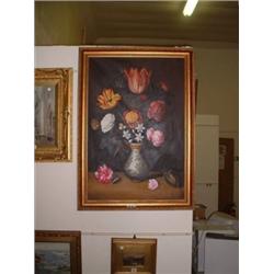GILT FRAMED OIL ON CANVAS STILL LIFE Estimate: £30-50...