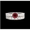 Image 3 : 14KT White Gold 1.62ct Ruby and Diamond Wedding Set