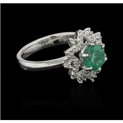 1.30ct Emerald and Diamond Ring - 14KT White Gold