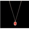 Image 2 : 14KT Rose Gold 21.78ct Coral and Diamond Pendant With Chain