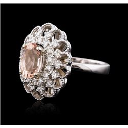 14KT White Gold 2.05ct Morganite and Diamond Ring