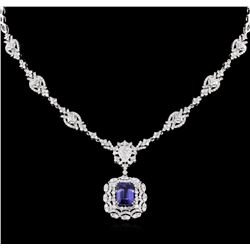 5.88ct Tanzanite and Diamond Necklace - 18KT White Gold