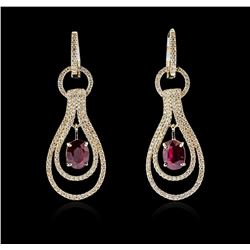 14KT Yellow Gold 3.02ctw Ruby and Diamond Earrings