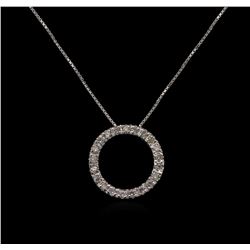 0.20ctw Diamond Circle Pendant With Chain - 14KT White Gold