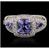 Image 1 : 18KT White Gold 2.56ctw Tanzanite and Diamond Ring