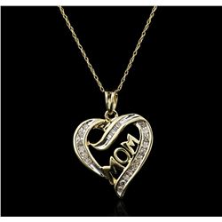 10KT Yellow Gold 0.30ctw Diamond Heart Pendant With Chain