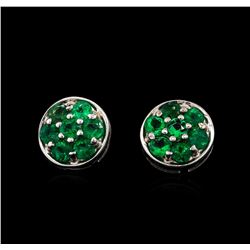 0.70ctw Emerald Earrings - 14KT White Gold