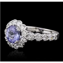 14KT White Gold 1.77ct Tanzanite and Diamond Ring