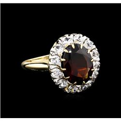 2.50ct Garnet and White Sapphire Ring - 14KT Yellow Gold