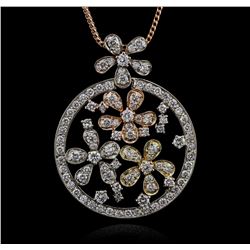 14KT Tri-Tone Gold 2.32ctw Diamond Pendant With Chain