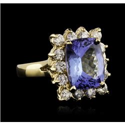 14KT Yellow Gold 5.15ct Tanzanite and Diamond Ring