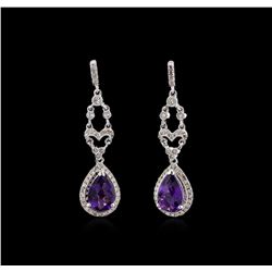 2.29ctw Amethyst and Diamond Earrings - 14KT White Gold