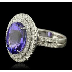 14KT White Gold 8.01ct Tanzanite and Diamond Ring