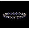 Image 3 : 14KT White Gold 15.12ctw Sapphire and Diamond Bracelet