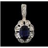 Image 1 : 14KT White Gold 1.09ct Sapphire and Diamond Pendant