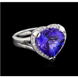 7.48ct Tanzanite and Diamond Ring - 14KT White Gold