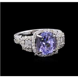 3.32ct Tanzanite and Diamond Ring - 18KT White Gold