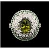 Image 2 : 14KT White Gold 2.76ct Green Tourmaline, Chrysoberyl and Diamond Ring