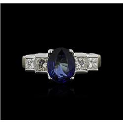 14KT Two-Tone Gold 2.46ct Sapphire and Diamond Ring