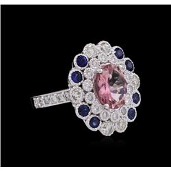 14KT White Gold 2.24ct Tourmaline, Sapphire and Diamond Ring