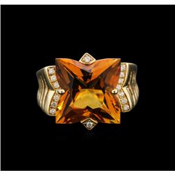 7.20ct Citrine and Diamond Ring - 14KT Yellow Gold