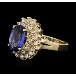 14KT Yellow Gold 2.49ct Tanzanite and Diamond Ring