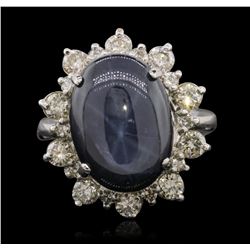 14KT White Gold 14.74ct Sapphire and Diamond Ring