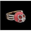 Image 1 : Agate and Diamond Ring - 18KT Rose Gold