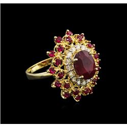 5.69ctw Ruby and Diamond Ring - 14KT Yellow Gold