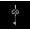 Image 2 : 0.30ctw Diamond Key Pendant Without Chain - 18KT White Gold