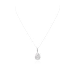 14KT White Gold 0.77ctw Diamond Pendant With Chain