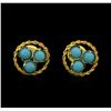 Image 1 : 14KT Yellow Gold Turquoise Earrings