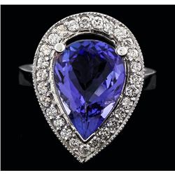 14KT White Gold 5.00ct Tanzanite and Diamond Ring