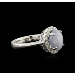18KT White Gold 3.00ct Star Sapphire and Diamond Ring