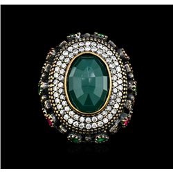 14.29ct Green Crystal and Multi Gemstone Ring - 925 SILVER