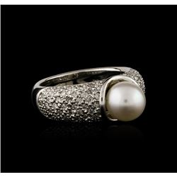 18KT White Gold Pearl and Diamond Ring
